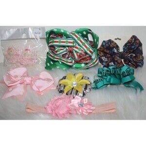 Lot of 7 Girls Hair Accessories Headbands Bows Colorful NIP